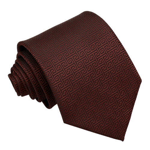 Greek Key Classic Tie - Burgundy