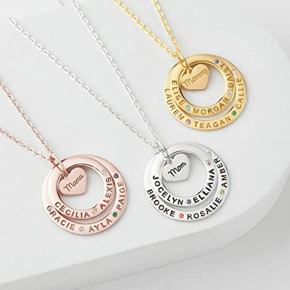 Grandma Necklace Birthstone, Grandkids Names Necklace, Nana Jewelry