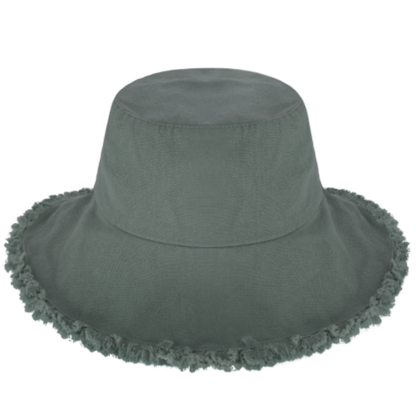 Wide Brim Frayed Bucket Hat