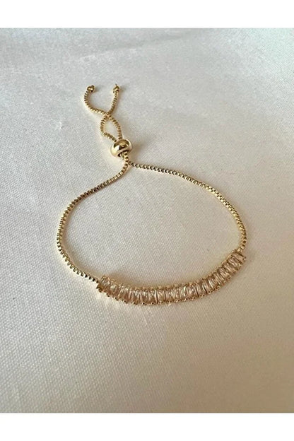 Baguette Zircon Adjustable Bracelet Elegant Minimal Sparkle Jewelry