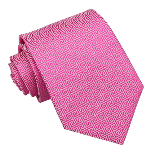 Greek Key Classic Tie - Fuchsia Pink