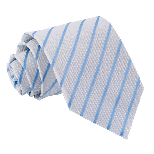 Single Stripe Classic Tie - White & Baby Blue
