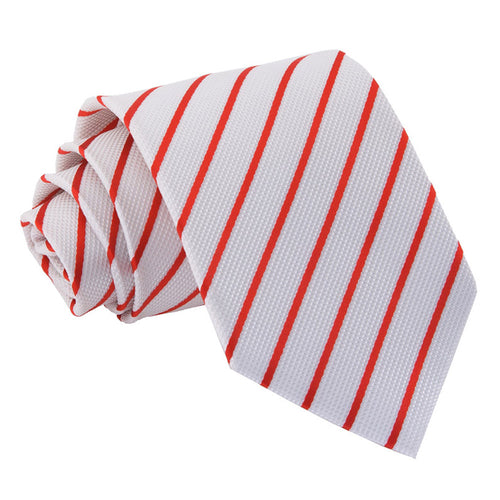 Single Stripe Classic Tie - White & Red